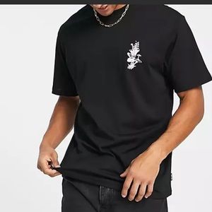 Prinstar black men’s pre—washed L Short Sleeved Tshirt with calligraphy writing